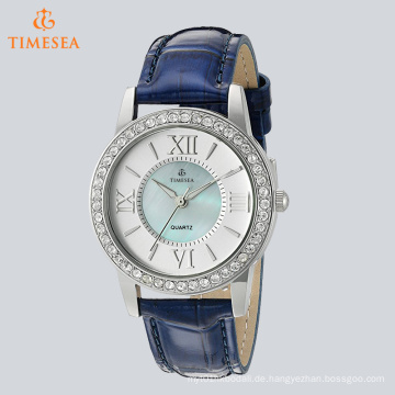 Arm Edelstahl mit Lederband Leuchtende Damen Crystal Watch71271